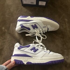 New Balance Kids' White and Purple 550 Sneakers